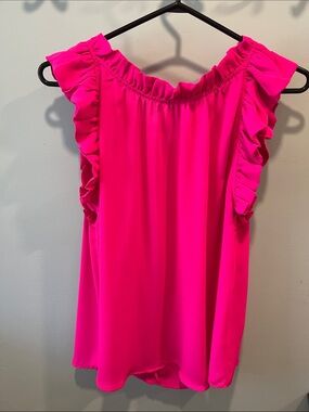 Hot Pink Ruffle Sleeve Top